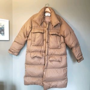 Long padded winter duck down coat